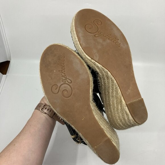 Seychelles Promenade Sandal Womens 8.5 Black Suede Espadrille Wedge Heel Shoe - Picture 9 of 11